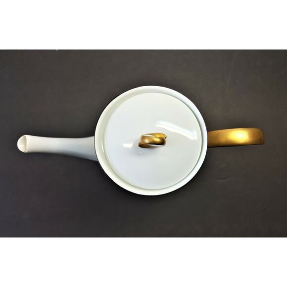 Block China Coffee Pot w/ Lid Chambord Limoges 7-1/2"h Gray/Black on White - Picture 4 of 7